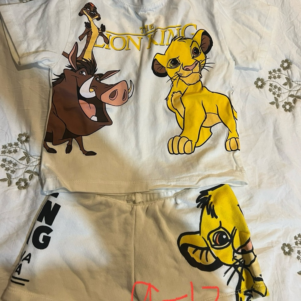 Zara Kids Lion King Matching Set - White and Yellow
